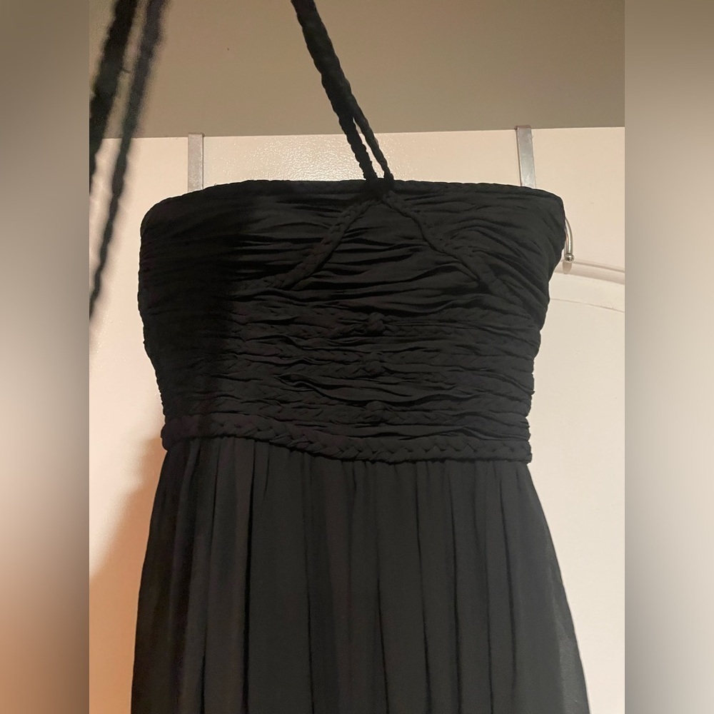 New! Dress The Population Aura Braided Halter Chiffon Maxi Dress 🖤 XS - Picture 8 of 9